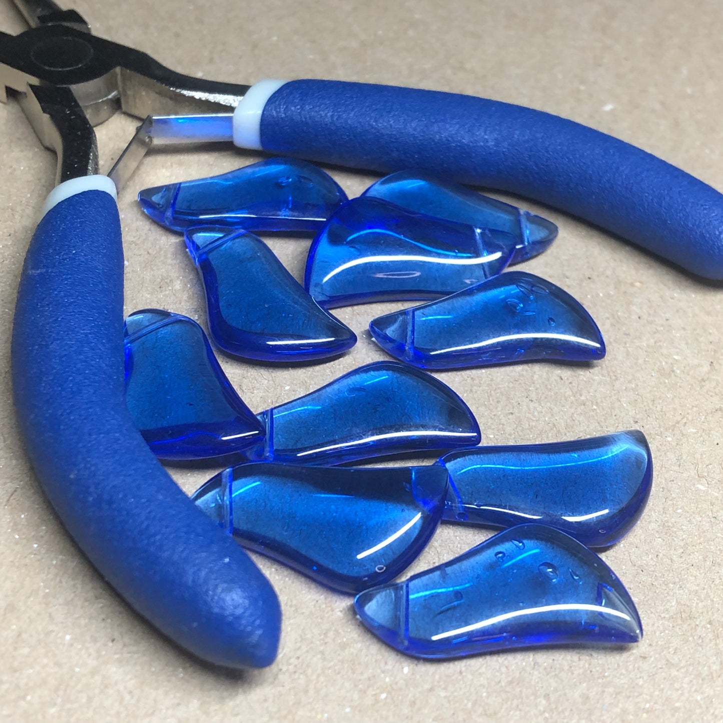 Cobalt blue glass wave beads