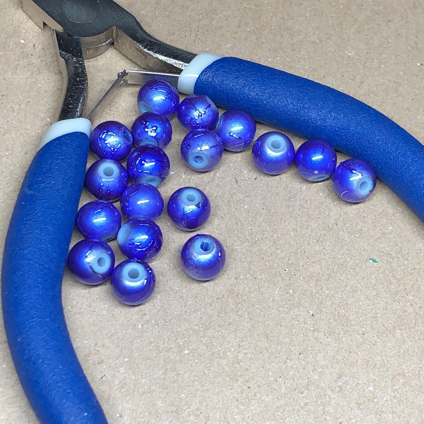 Purple metallic acrylic beads 8mm