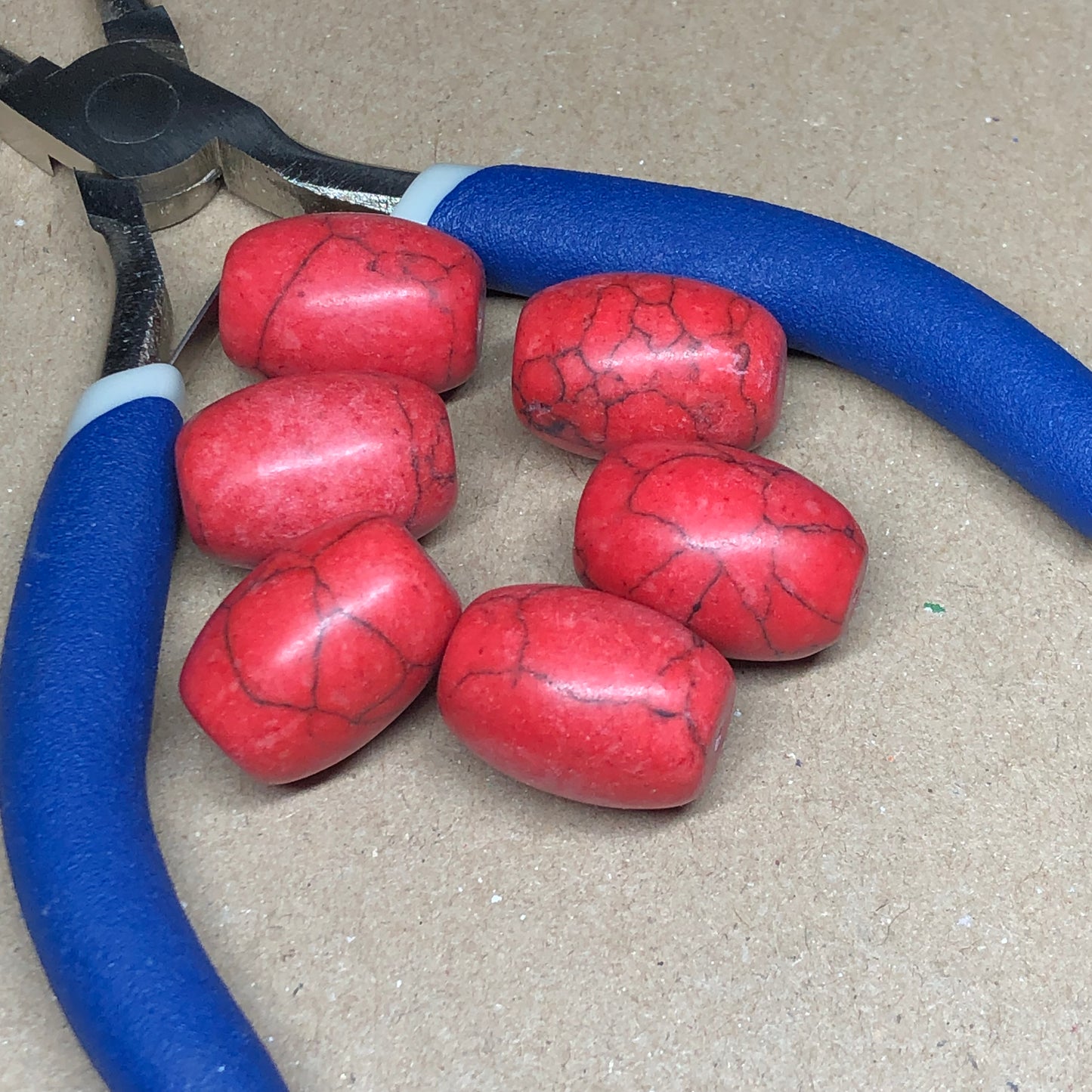 Chunky red Howlite beads 20mm