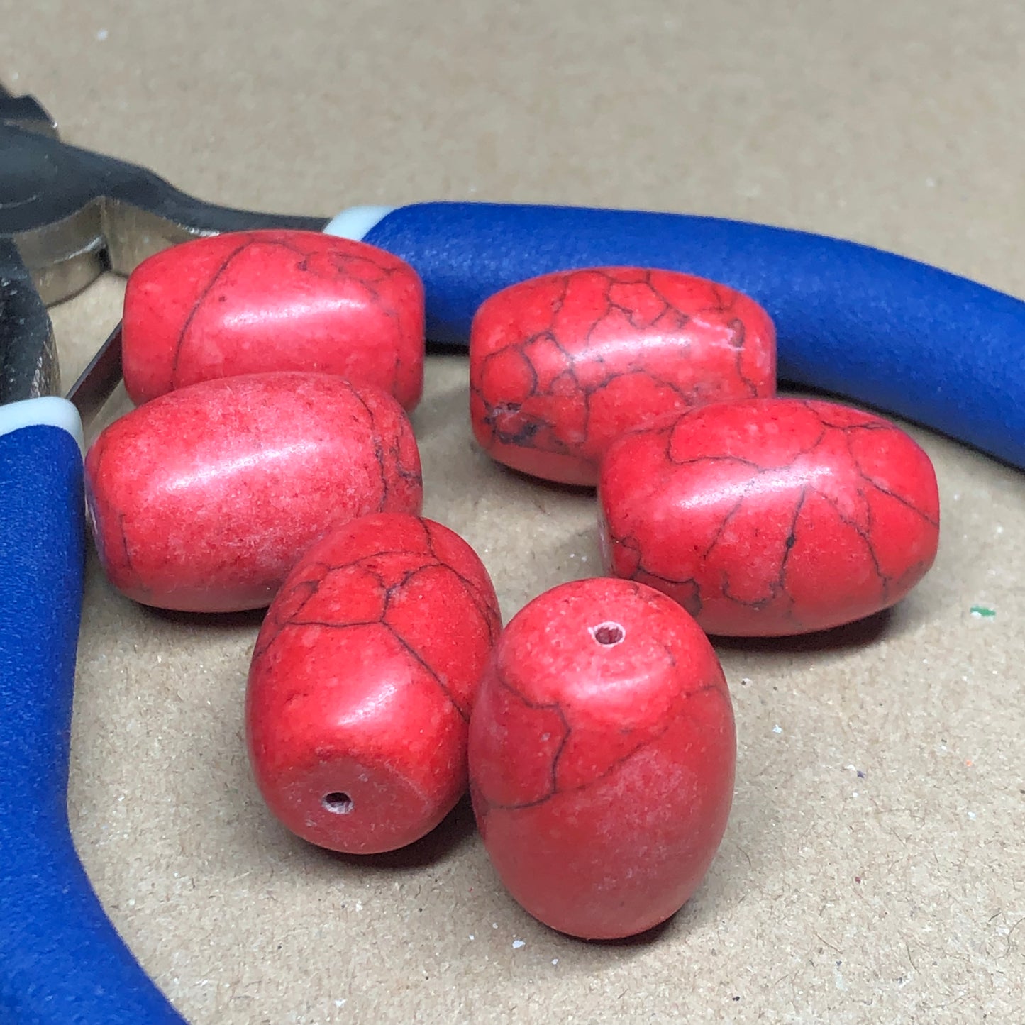 Chunky red Howlite beads 20mm