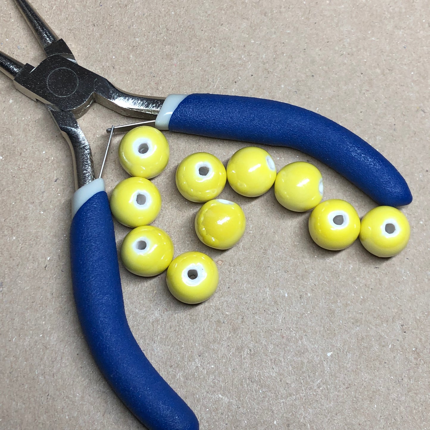 Bright yellow round beads 12mm