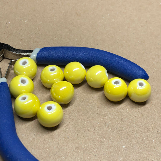 Bright yellow round beads 12mm