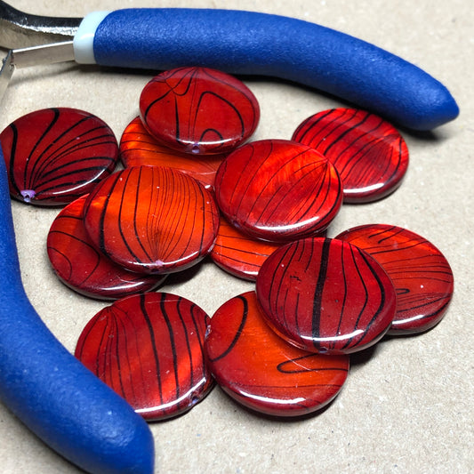 Copper red shell beads