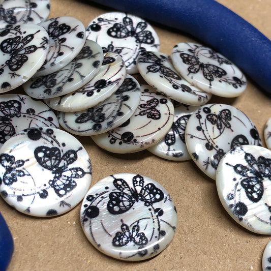 Monochrome butterfly shell beads