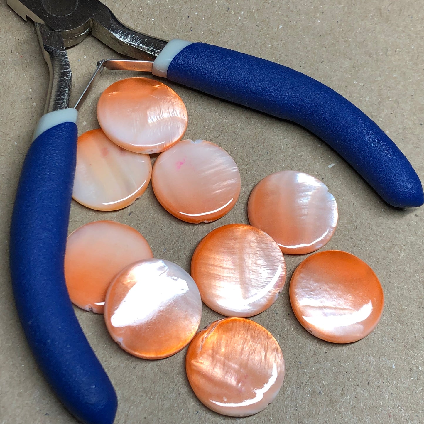 Orange shell beads