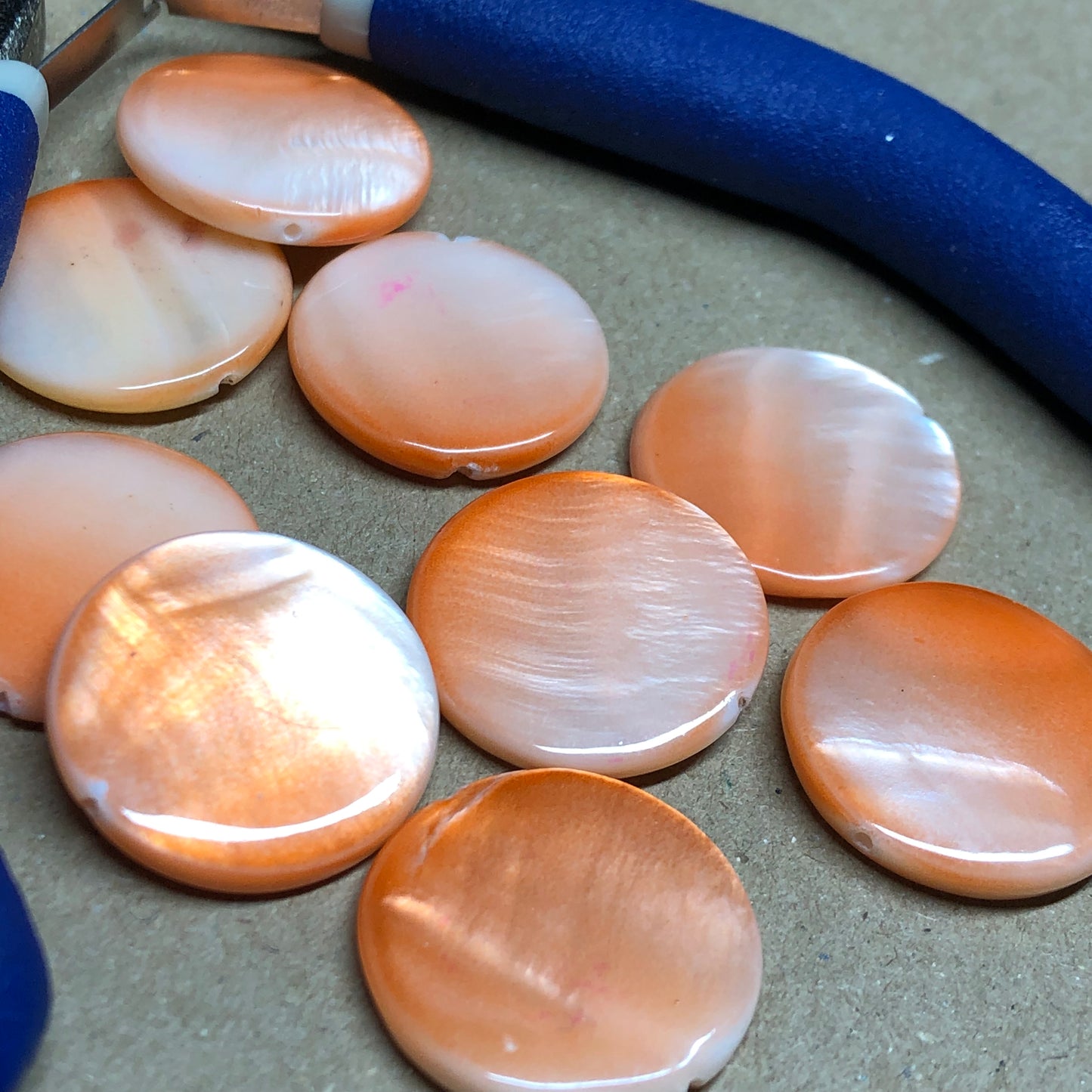 Orange shell beads