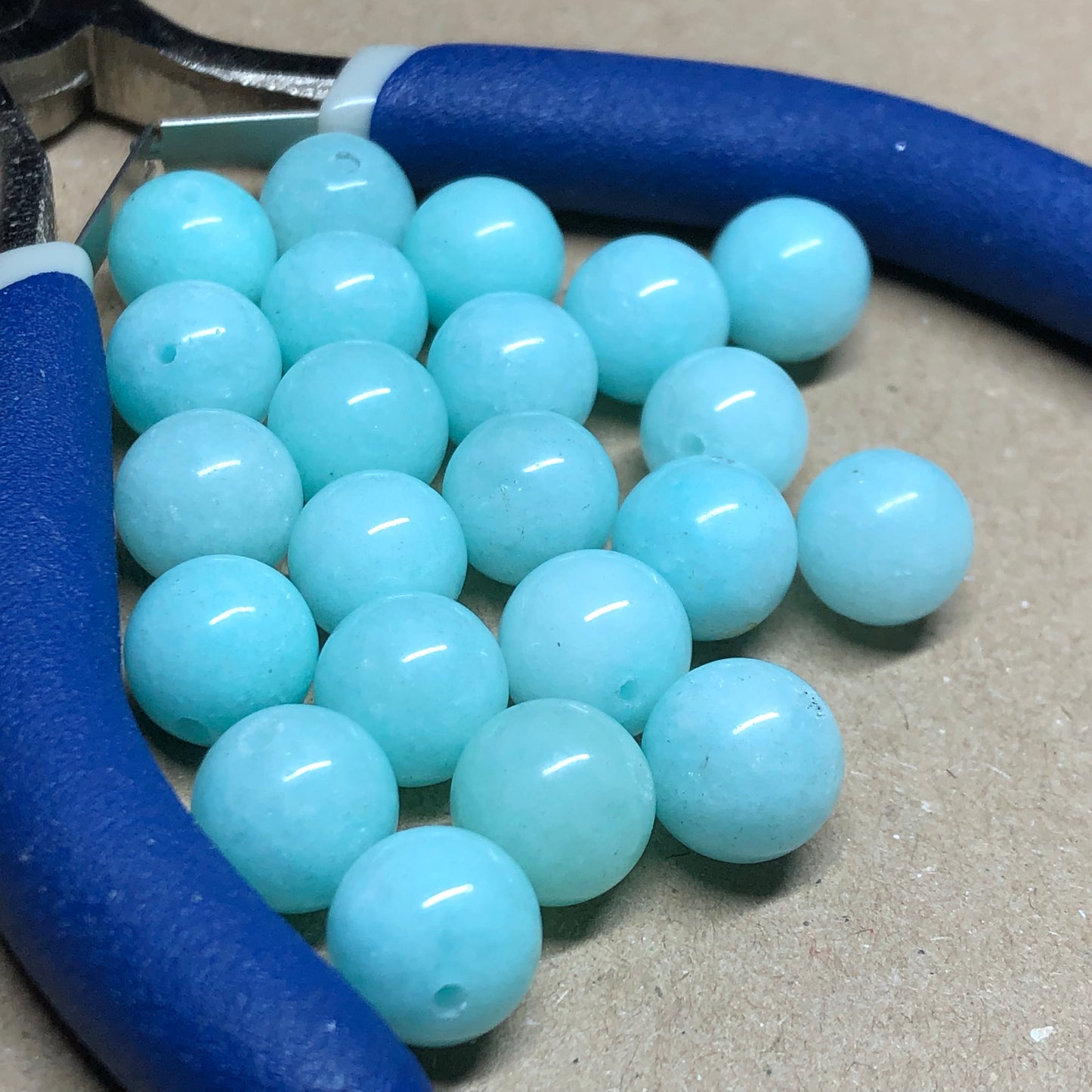 Aquamarine round beads 10mm