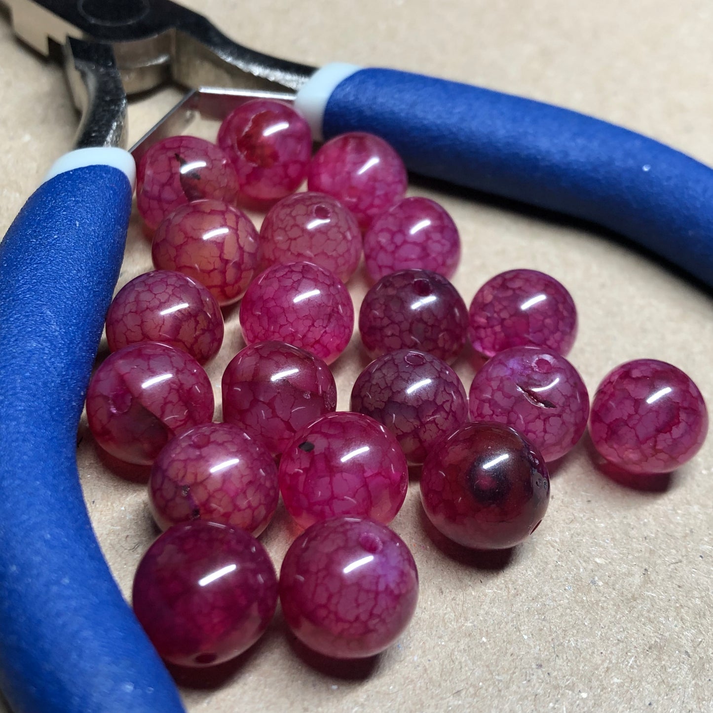 Smooth pink agate round beads