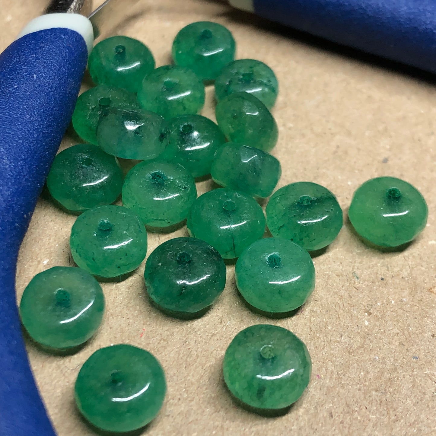 Emerald rondelle beads