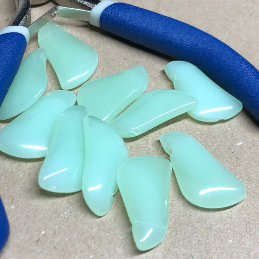 Opaque mint green glass wave beads