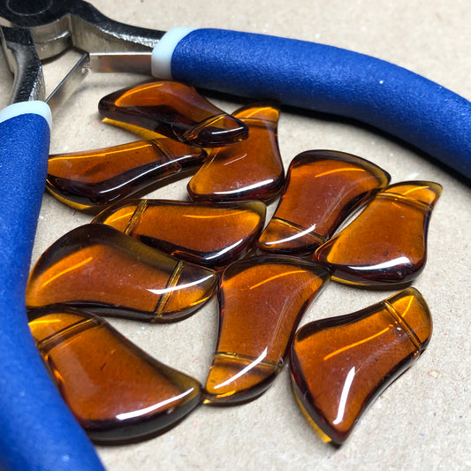 Brown glass wave beads