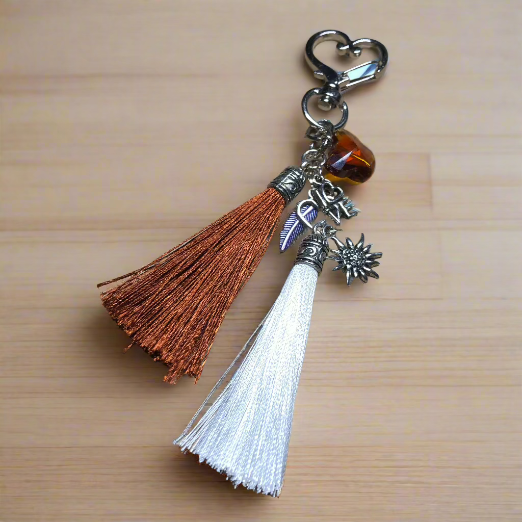 Heart butterfly tassel keyring