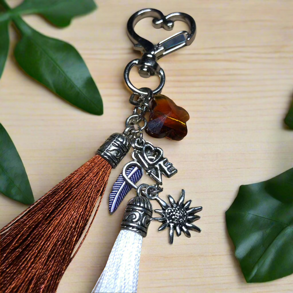 Heart butterfly tassel keyring