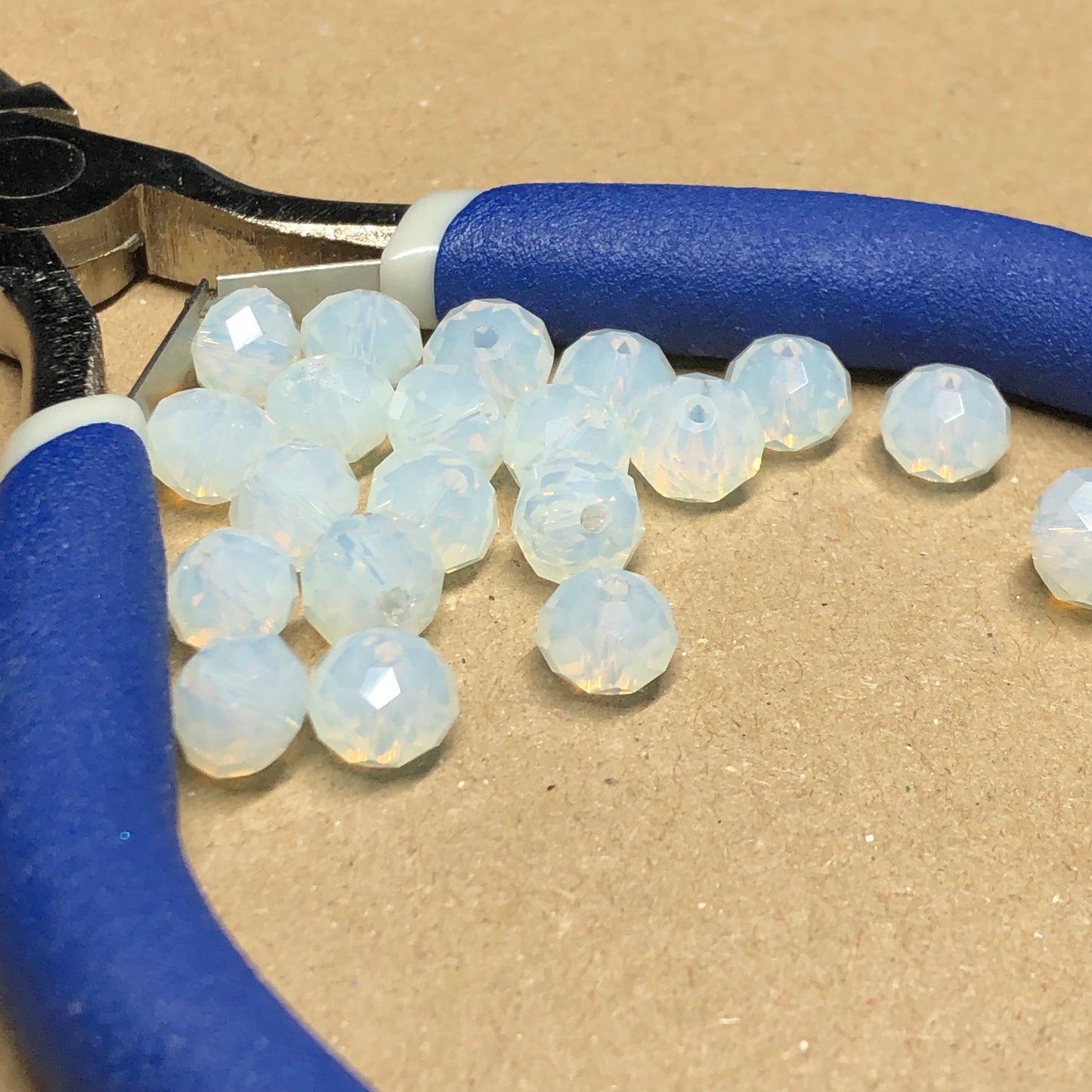 Faceted opalite glass beads 8mm