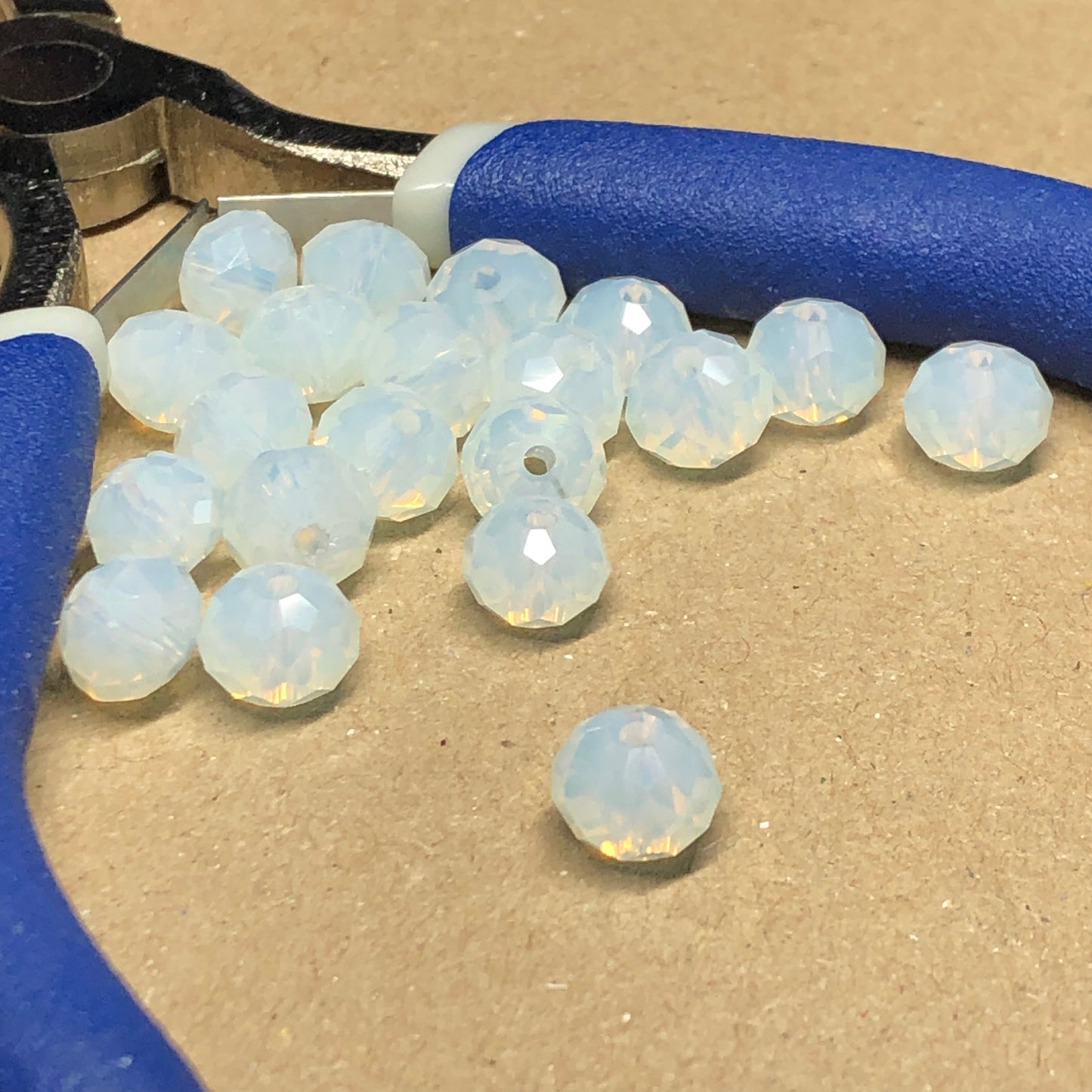 Faceted opalite glass beads 8mm