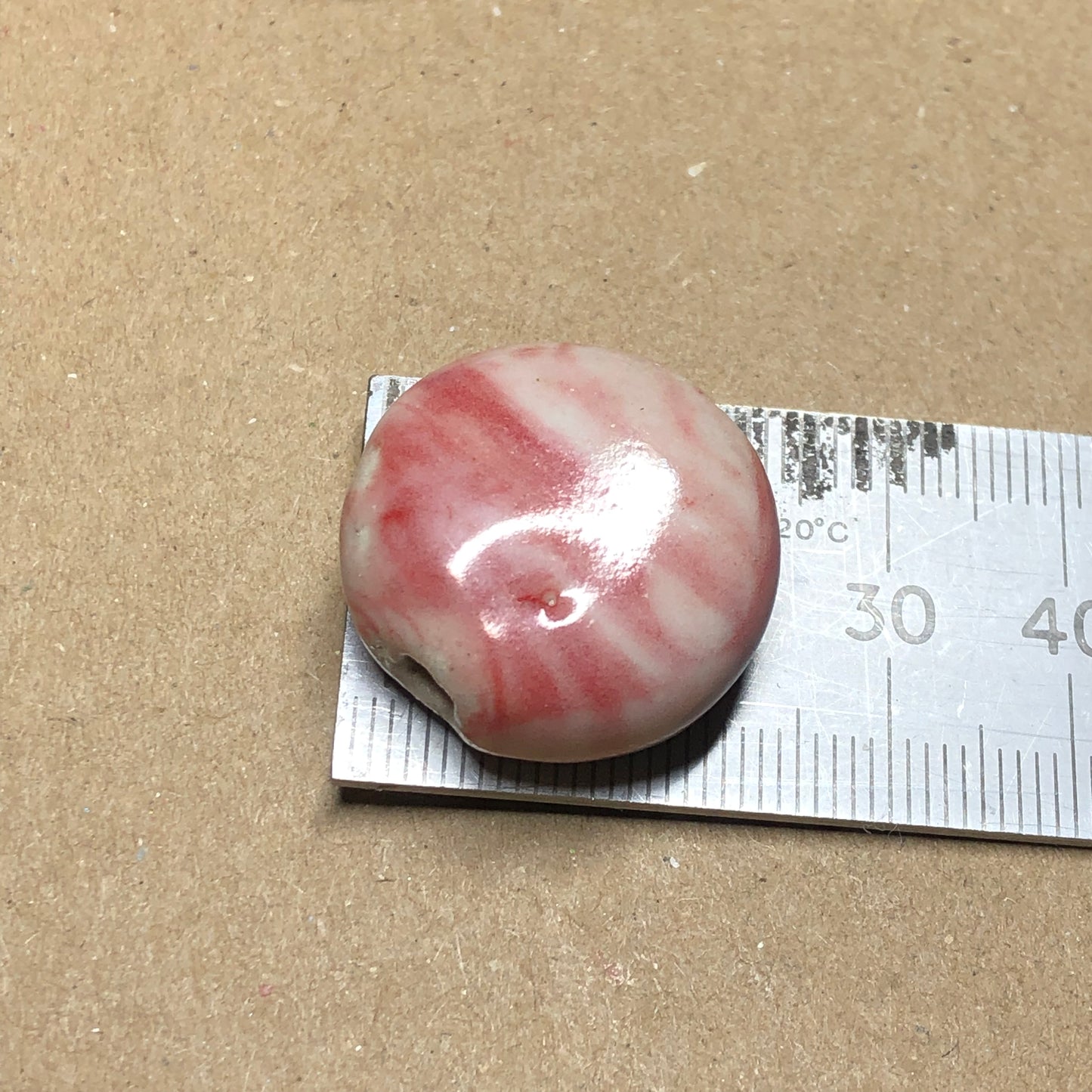 Large pink ceramic coin beads 24mm