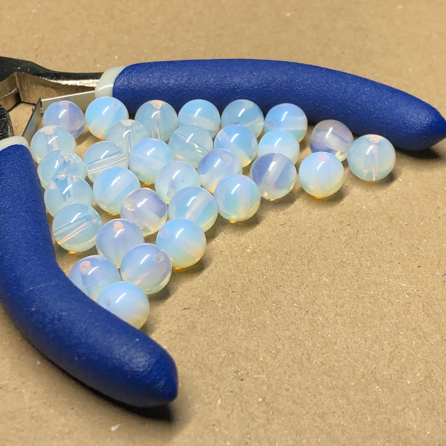 Round opalite glass beads 8mm