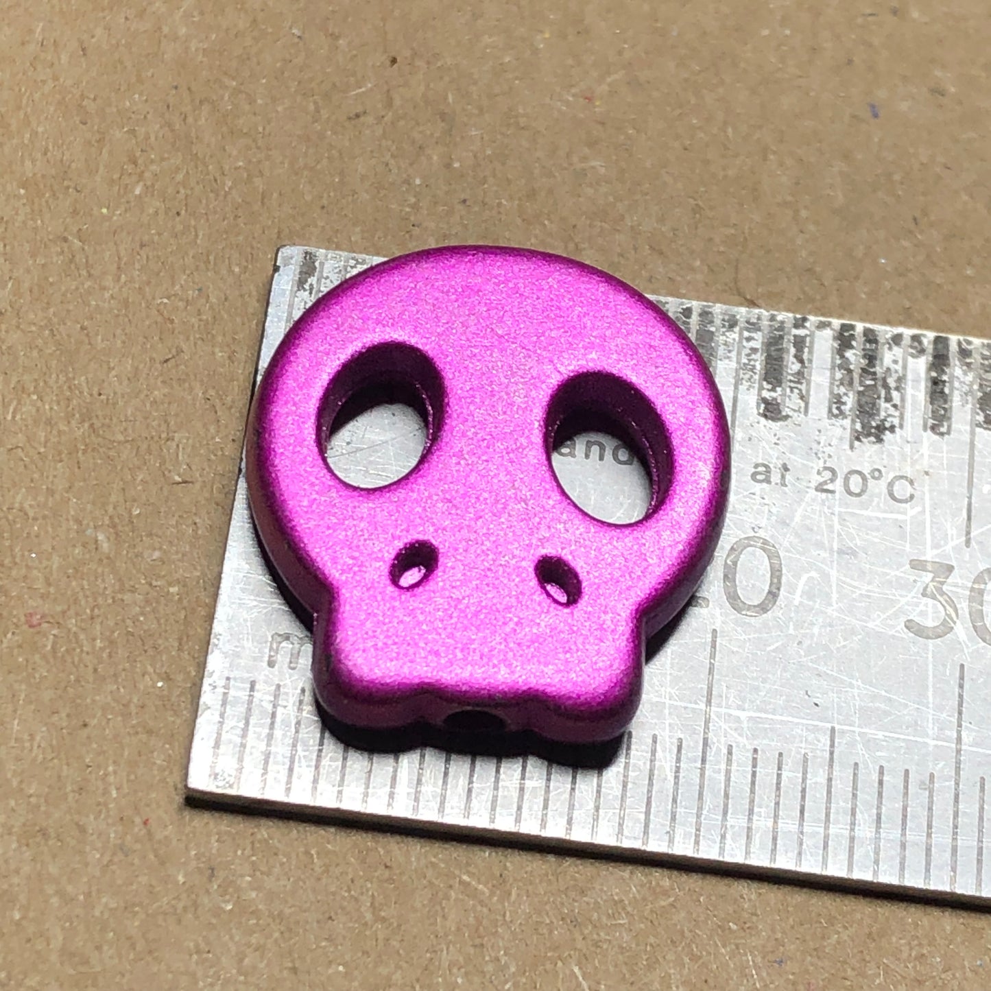 Pink and green skull beads 22mm