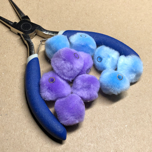 Purple and blue fur beads