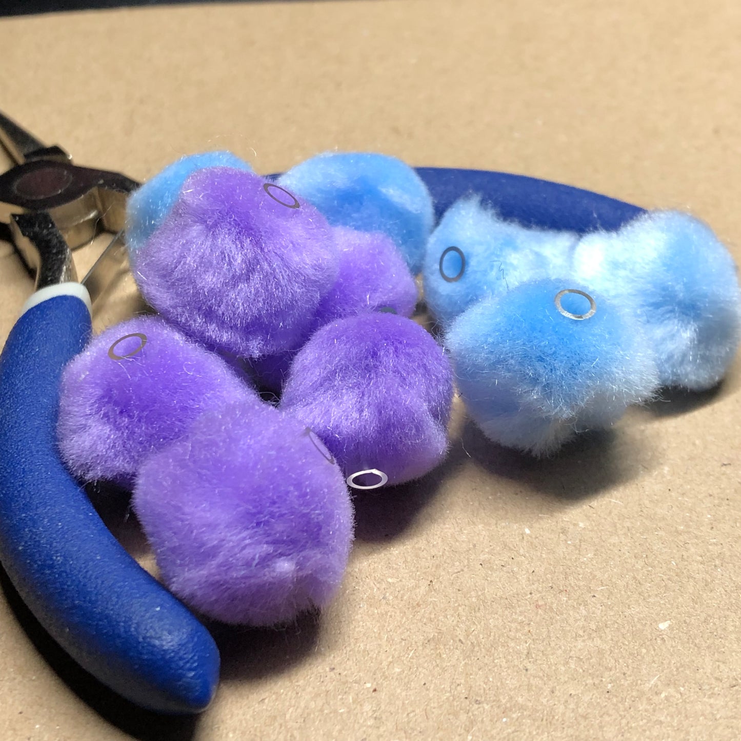 Purple and blue fur beads