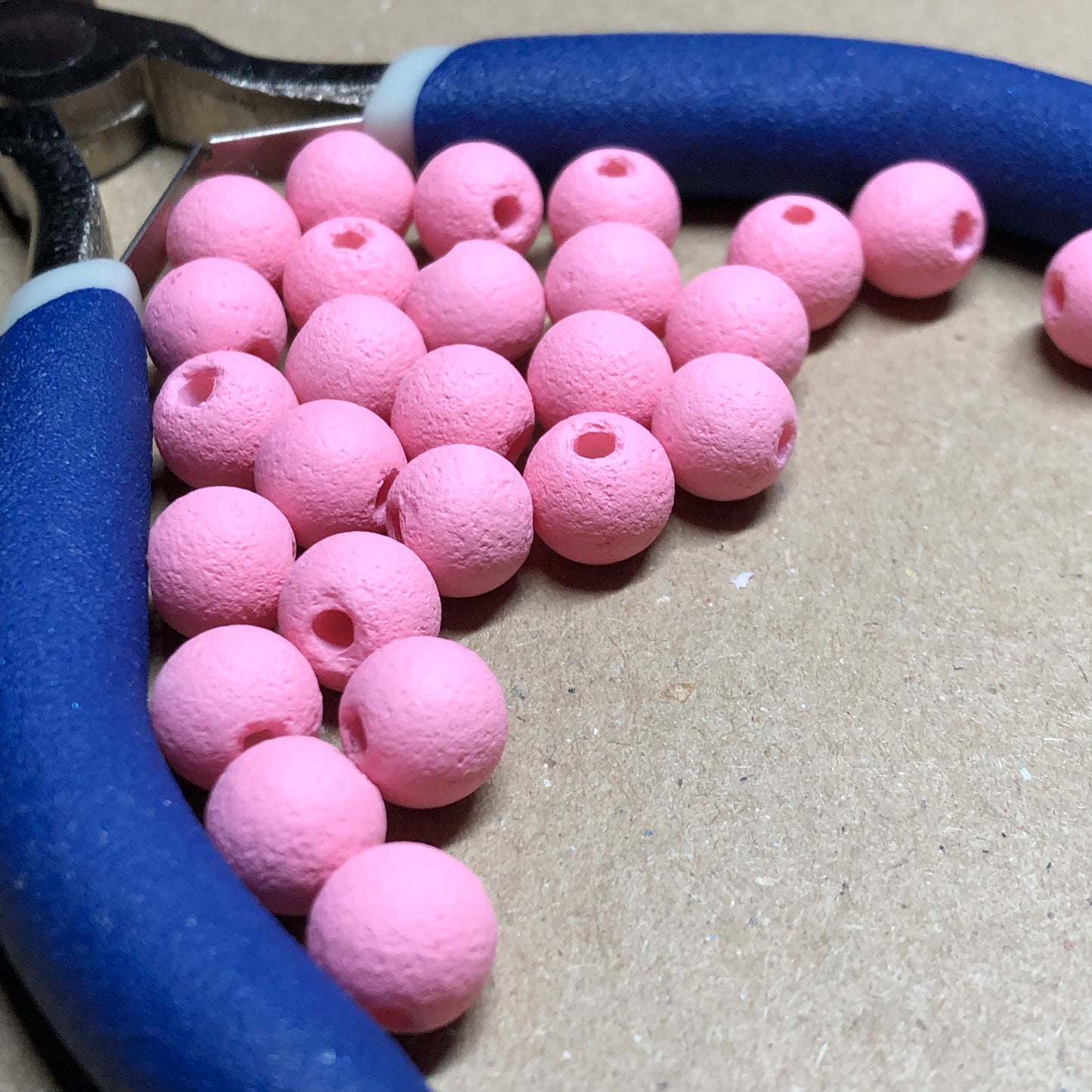 Round pink lava rock beads 8mm