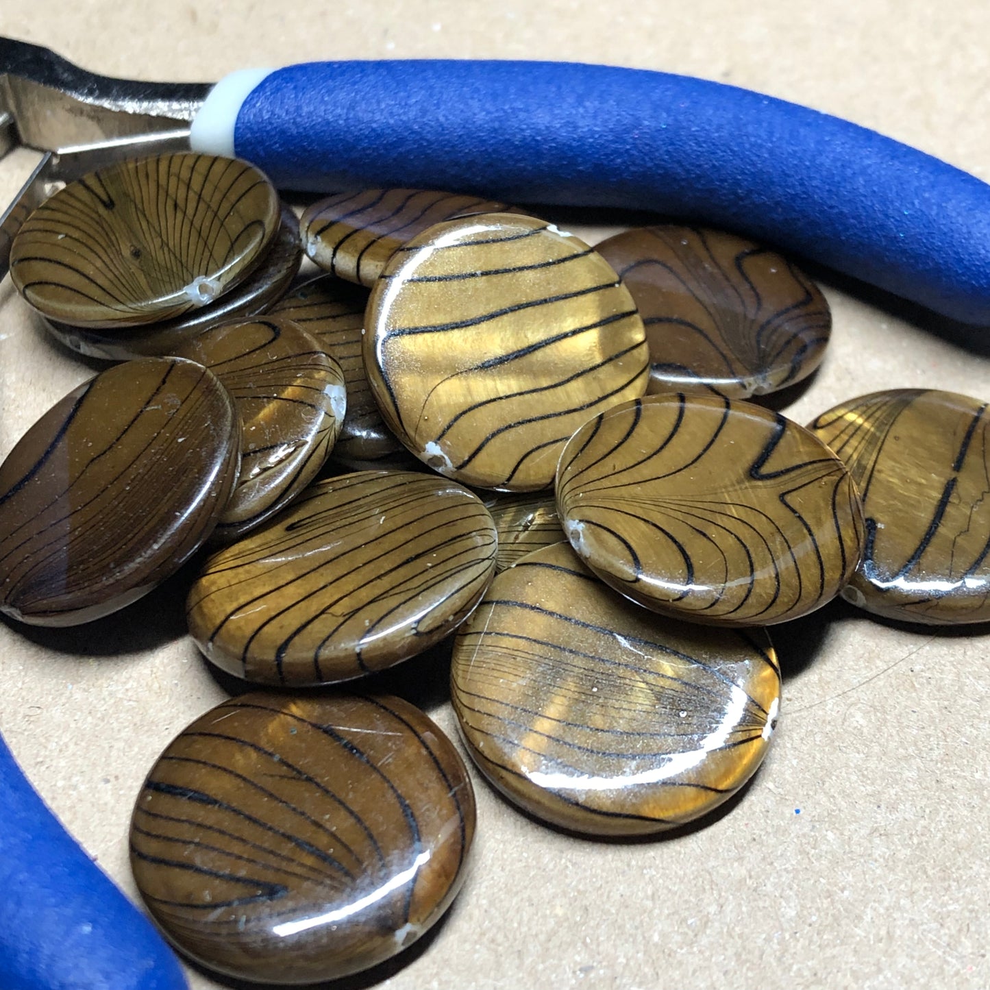 Brown stripe shell beads