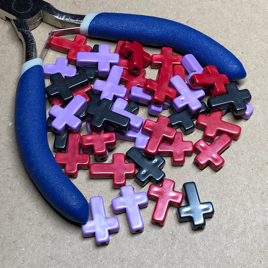 Dark crucifix acrylic beads