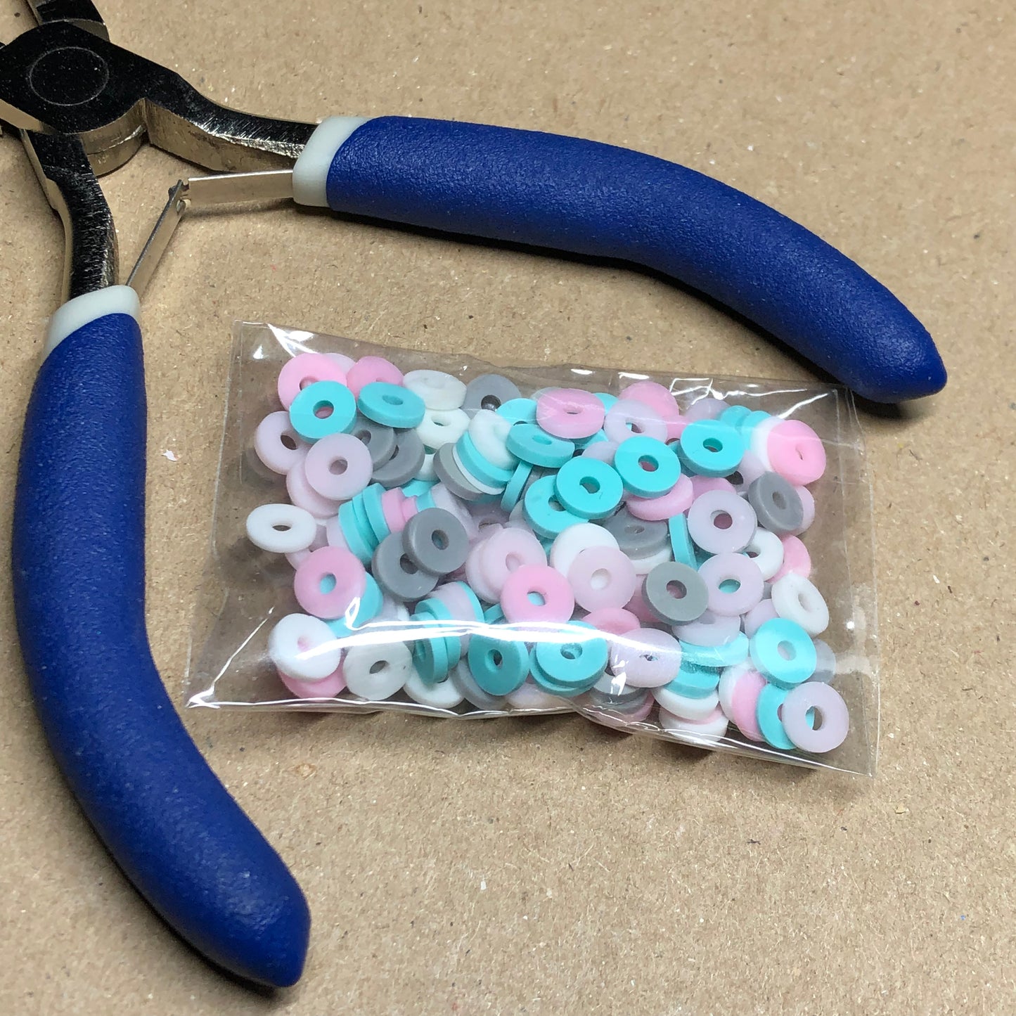 Mixed pastel flat acrylic beads