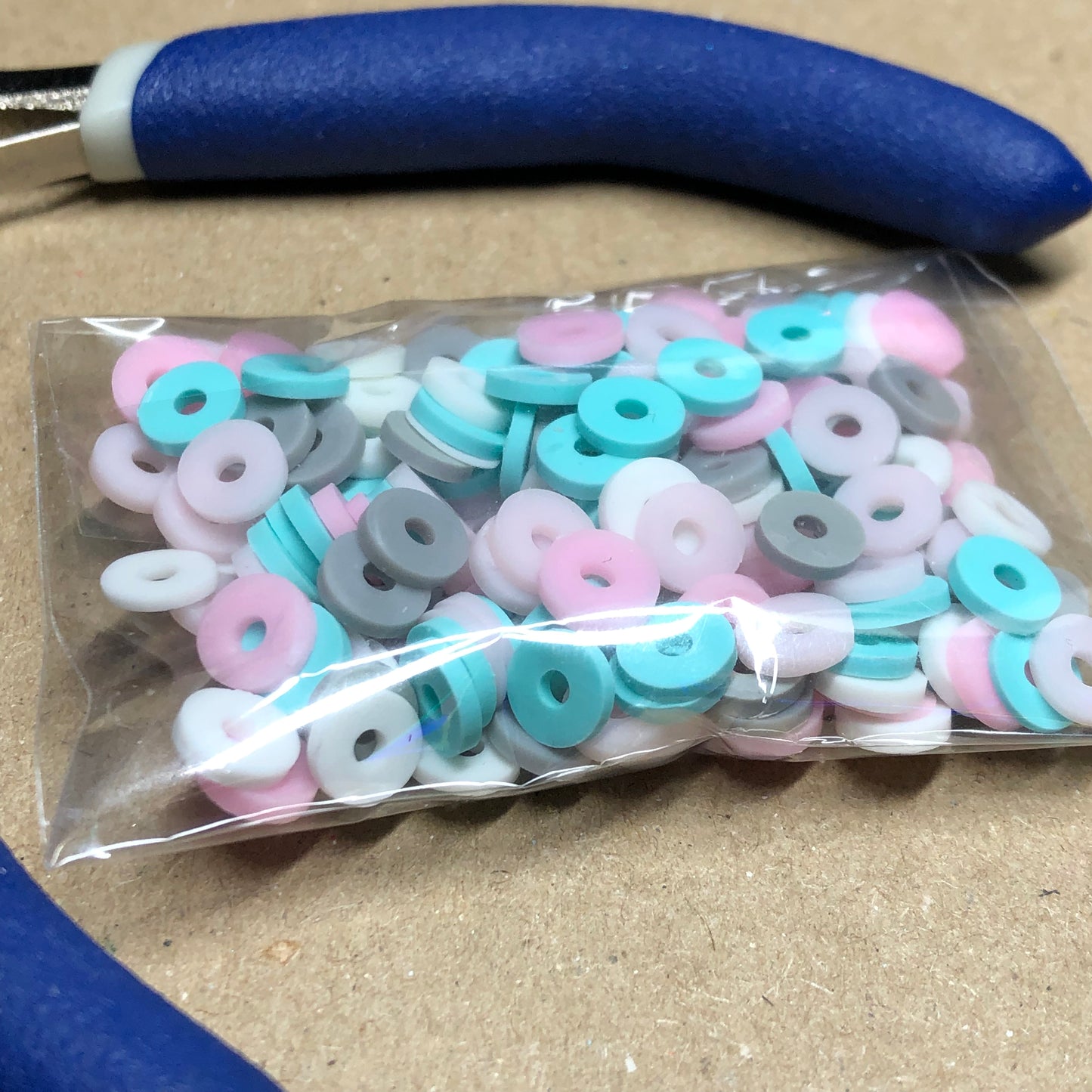 Mixed pastel flat acrylic beads