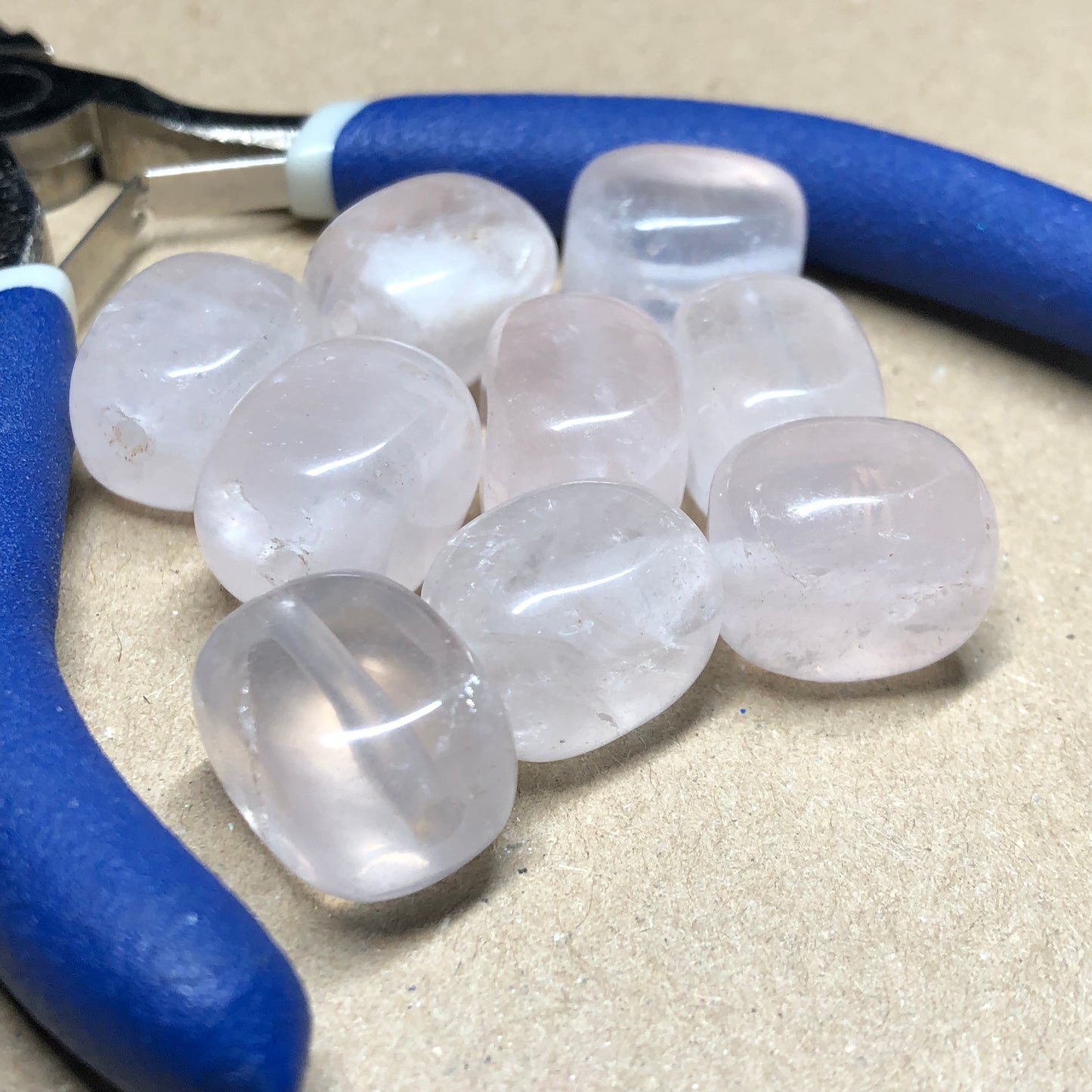 Chunky Rose Quartz cube beads 16mm