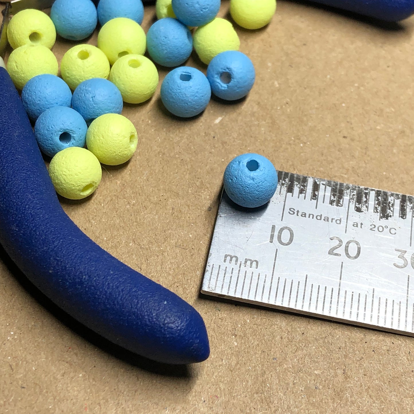 Round yellow and blue lava rock beads 8mm