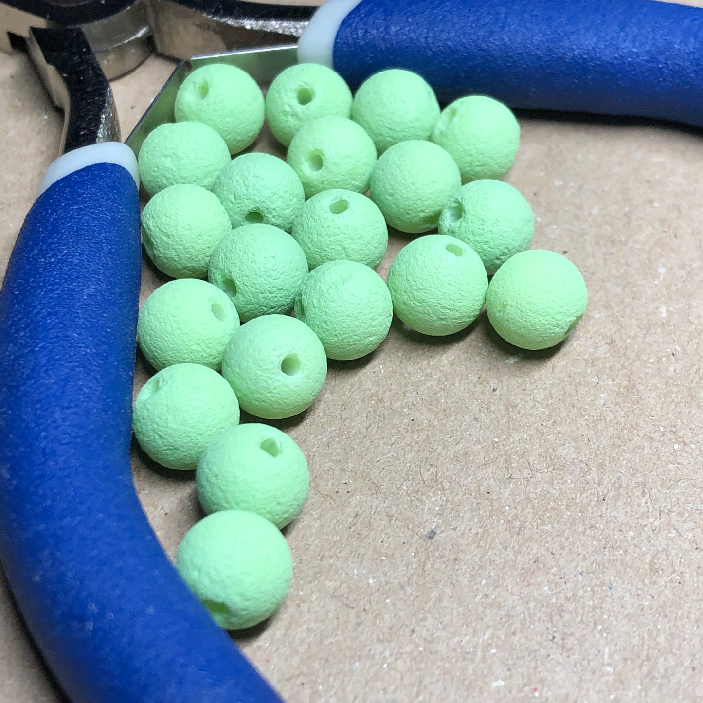 Round green lava rock beads 8mm