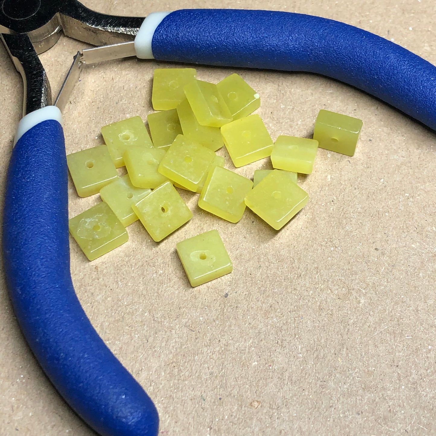 Lemon jade square beads 8mm