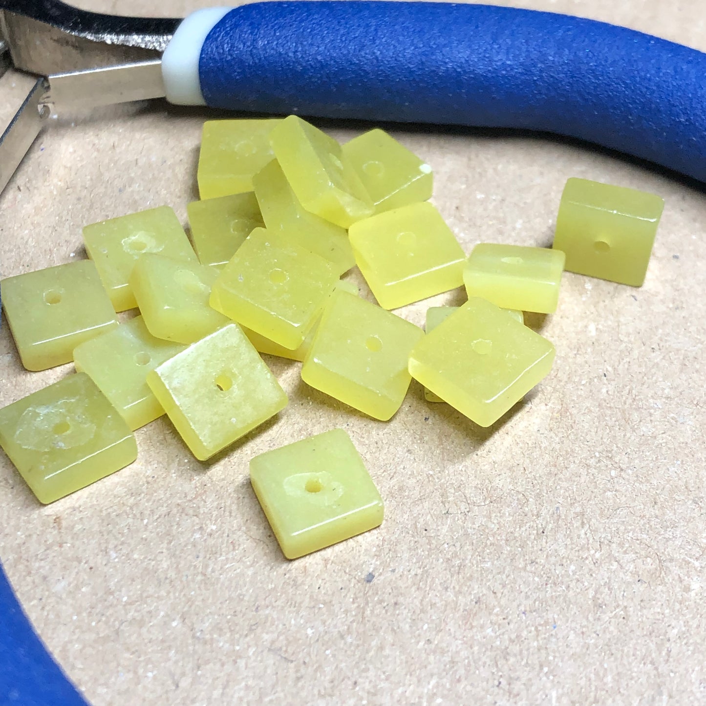 Lemon jade square beads 8mm