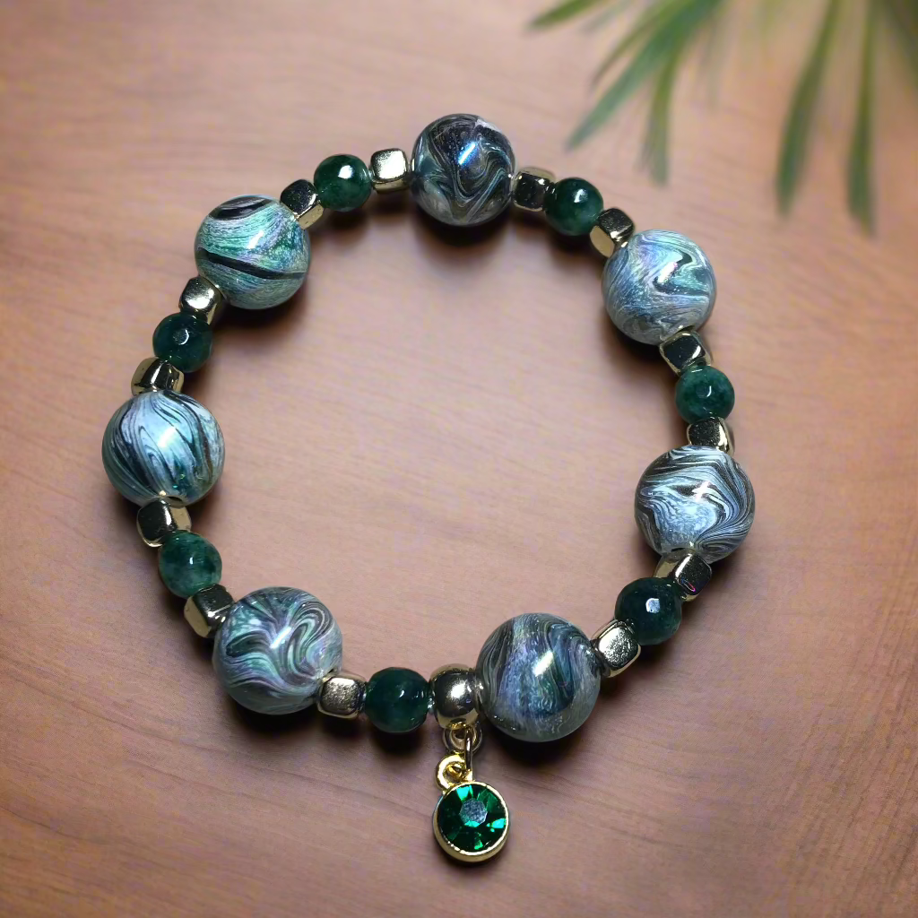 Peacock Swirl elasticated bracelet