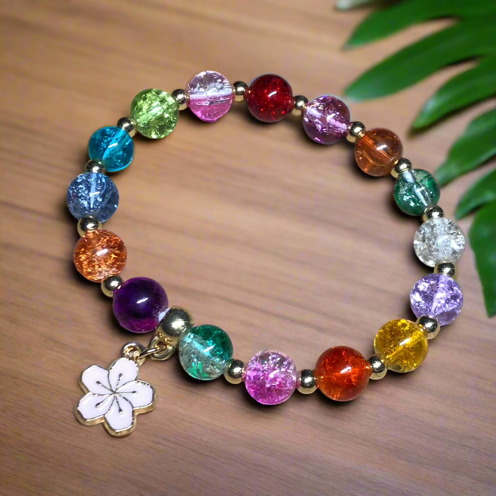 Floral Rainbow elasticated bracelet