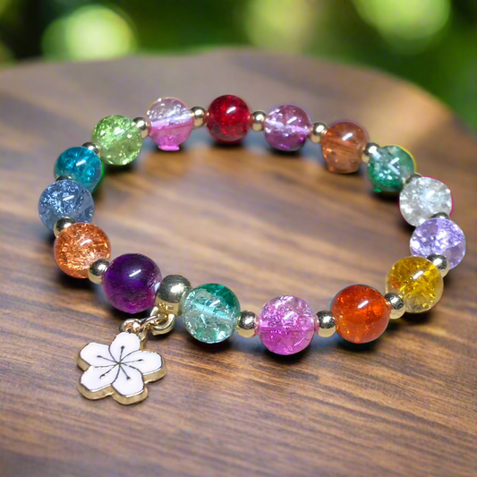 Floral Rainbow elasticated bracelet