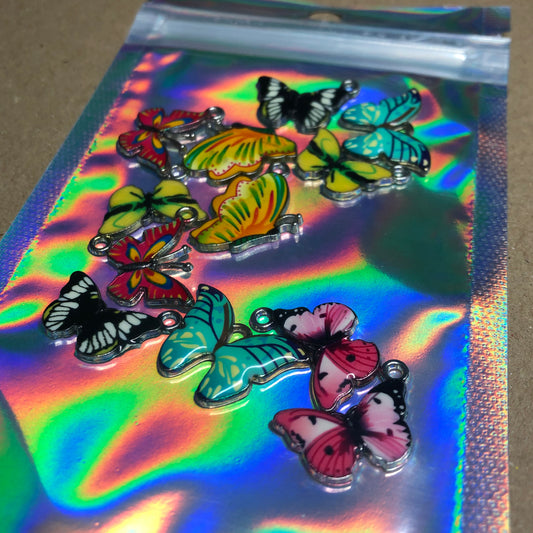 Twelve mixed colour butterfly charms