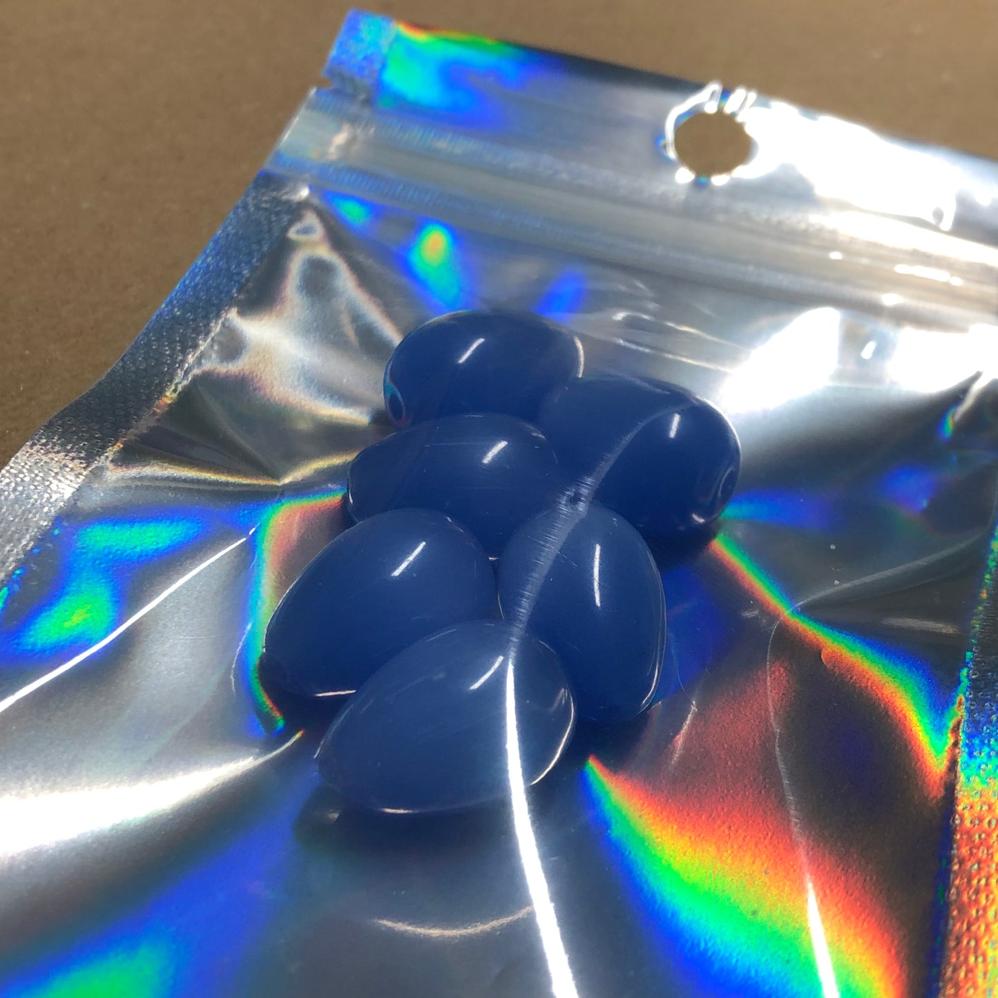 Blue opaque teardrop shaped glass beads