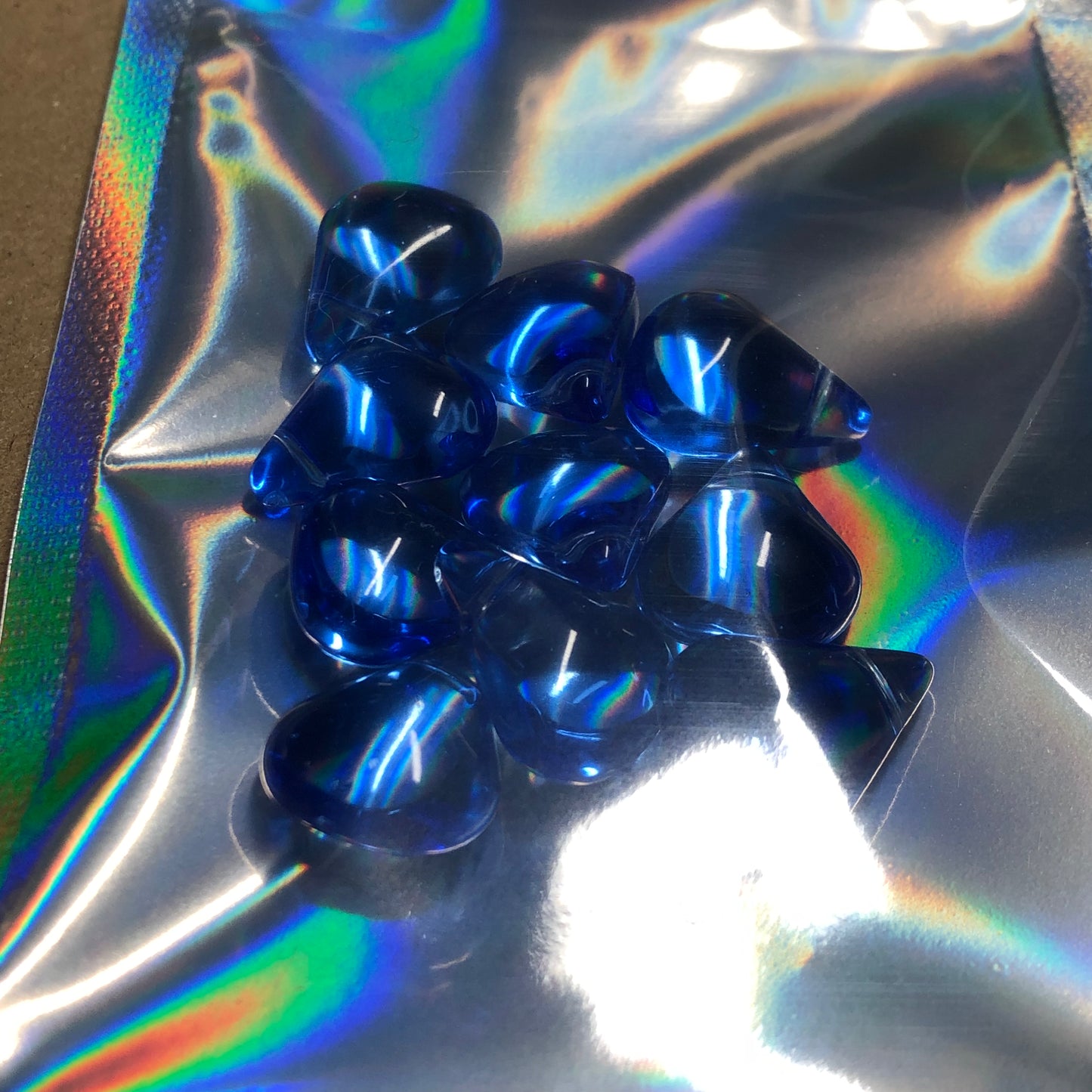 Blue waterdrop glass beads