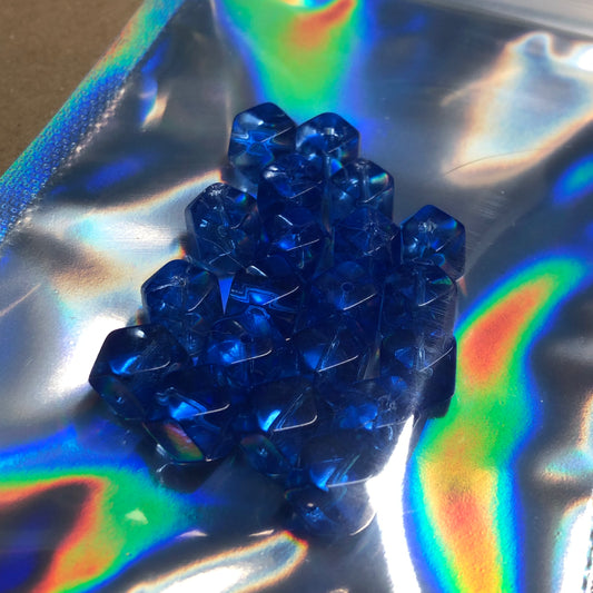 Sapphire blue faceted glass cube beads