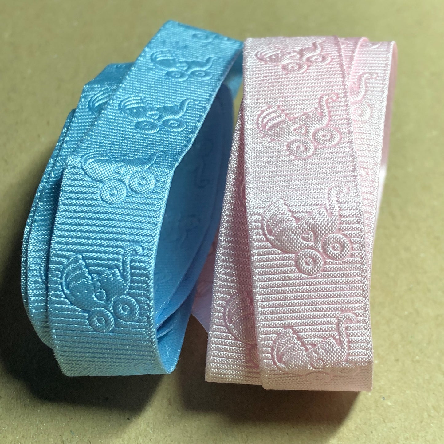 Pram push chair embossed craft ribbon pack 2m