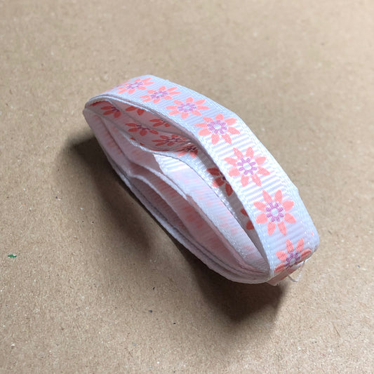 Pink flower printed grosgrain ribbon 72cm