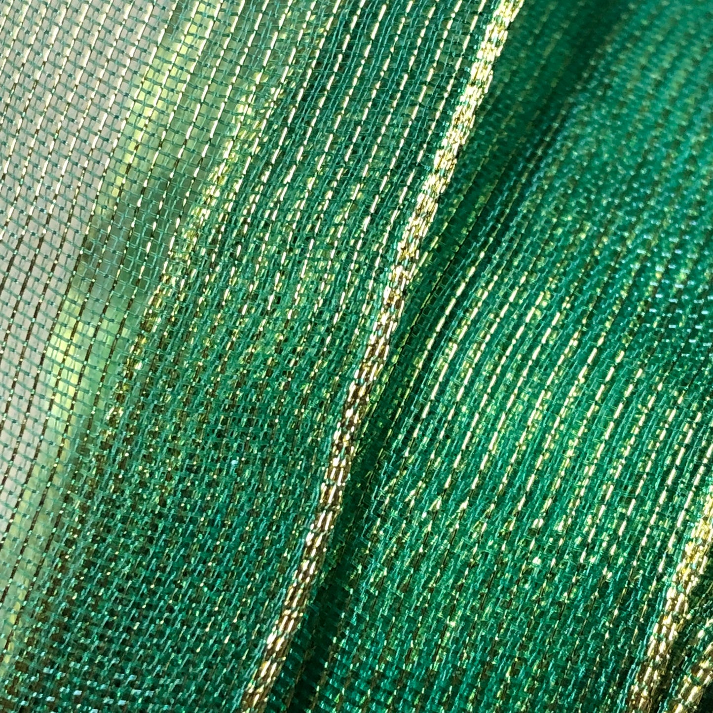 Gold threaded green chiffon ribbon 2m 40cm