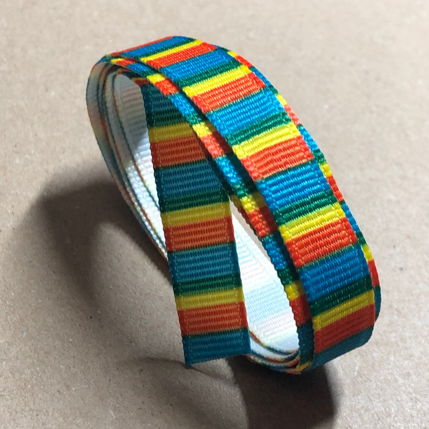 Orange yellow green striped grosgrain ribbon 1m