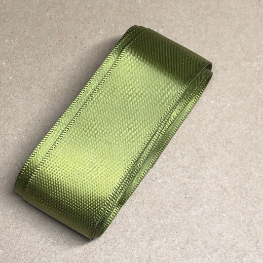 Olive green satin ribbon 1m