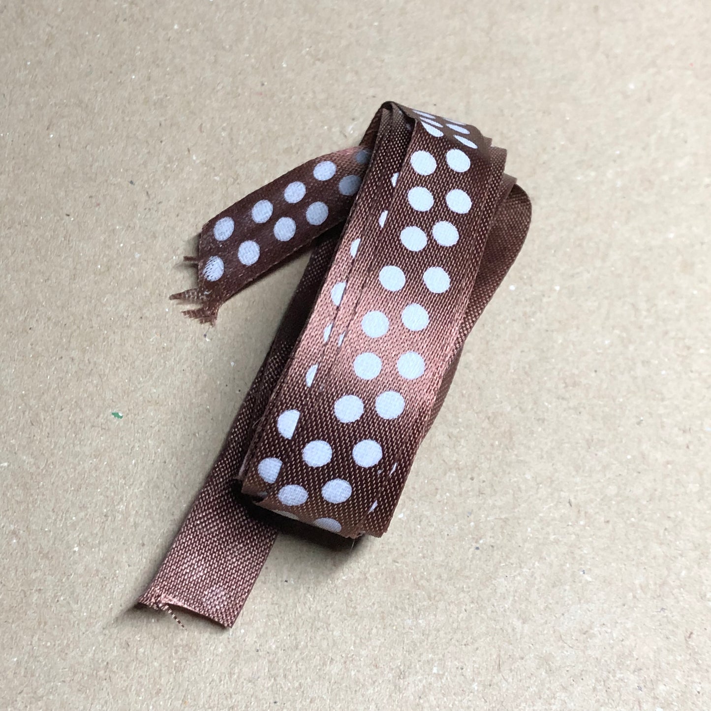 Brown polka dot satin ribbon 2m