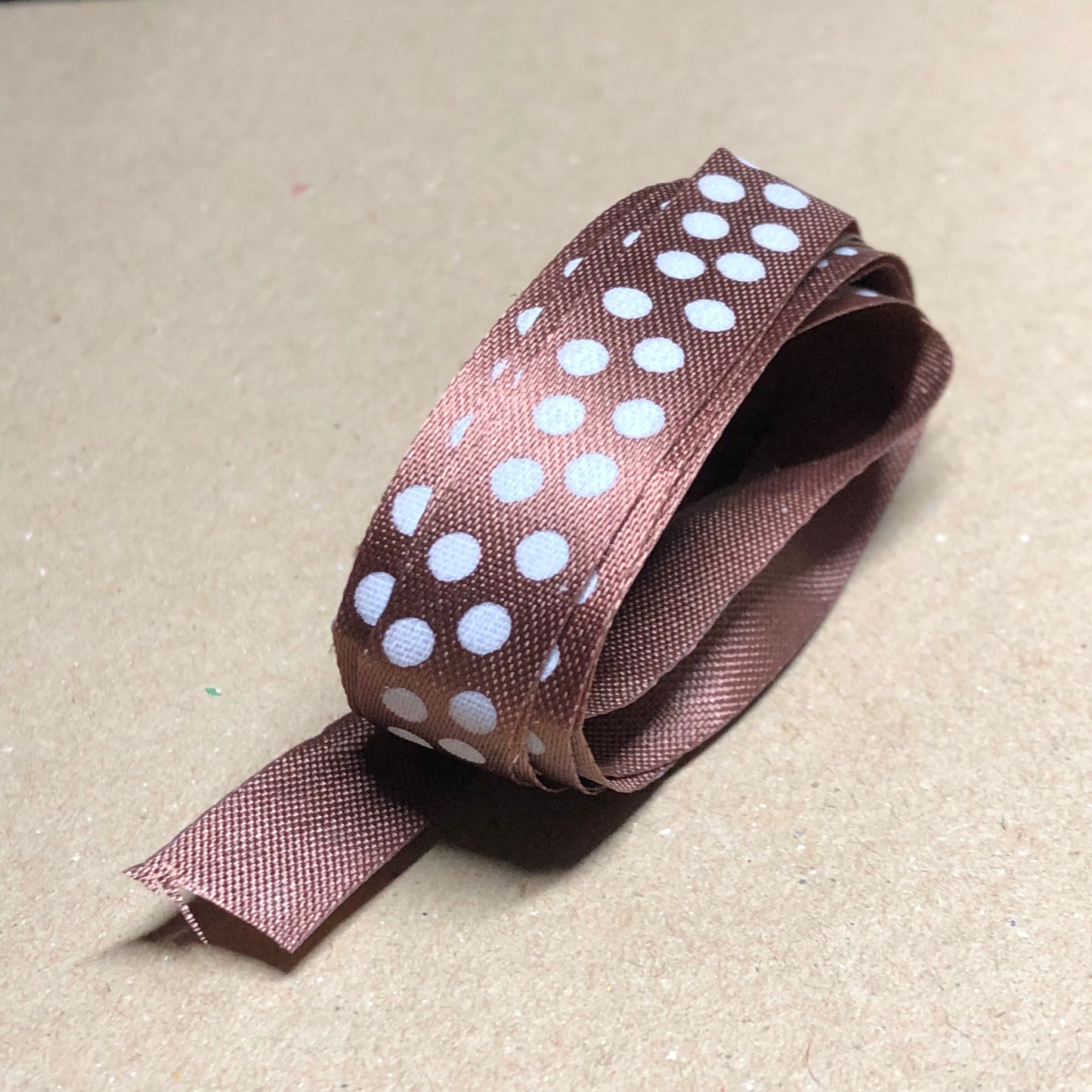 Brown polka dot satin ribbon 2m