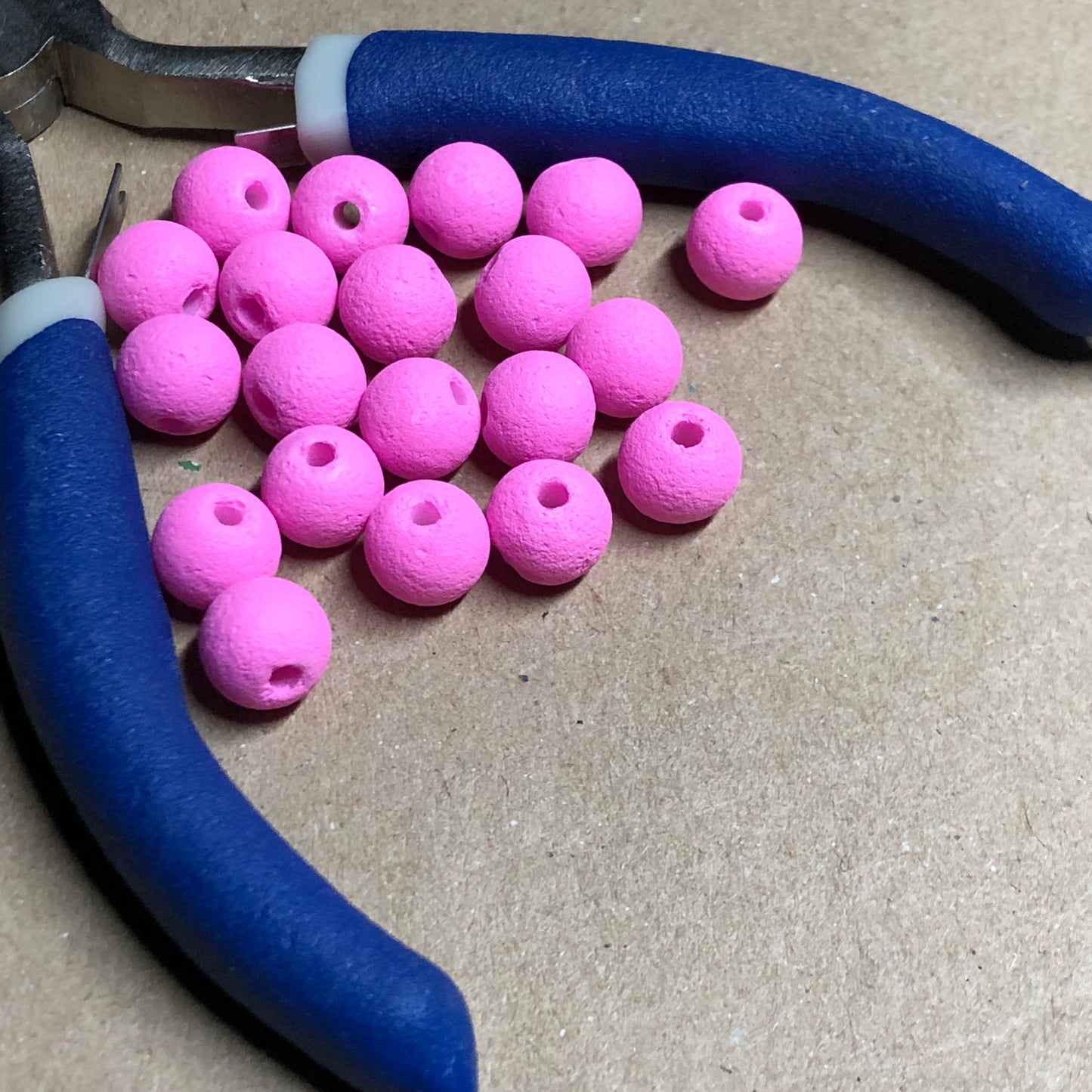 Round bright pink lava rock beads 8mm