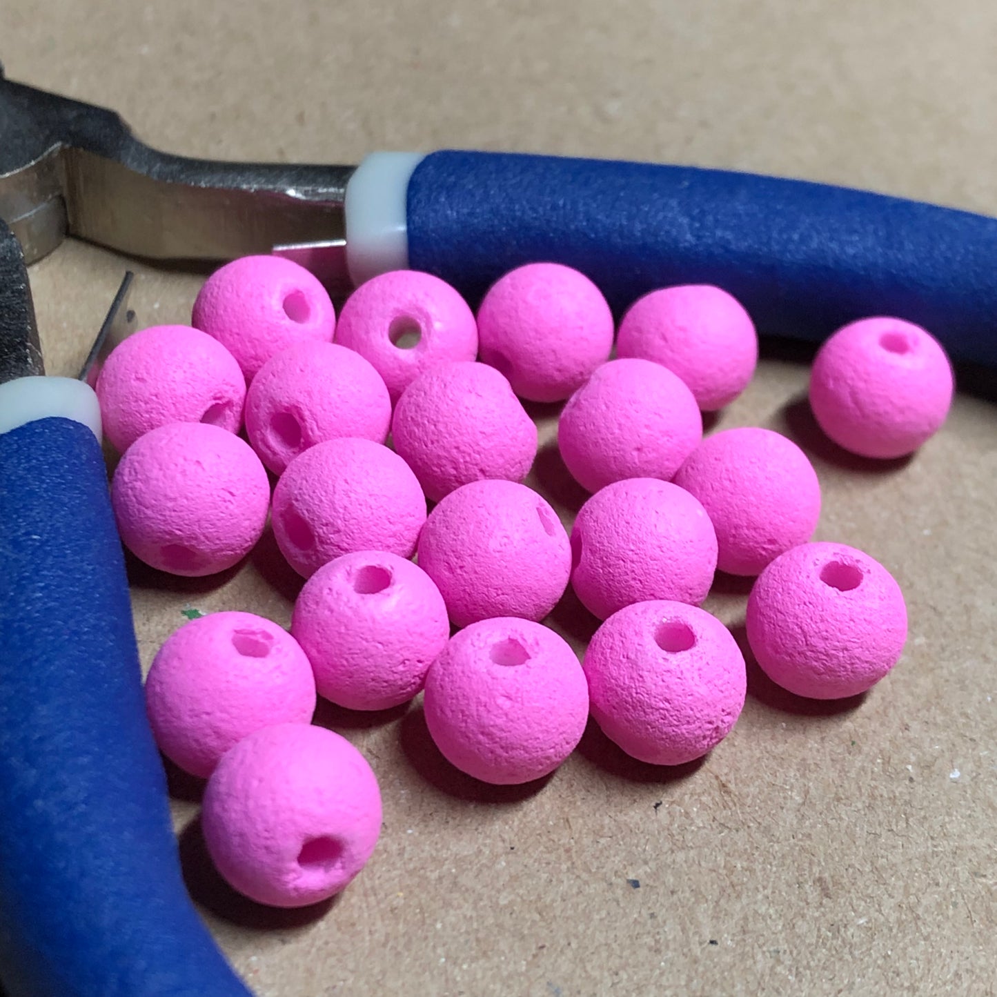 Round bright pink lava rock beads 8mm